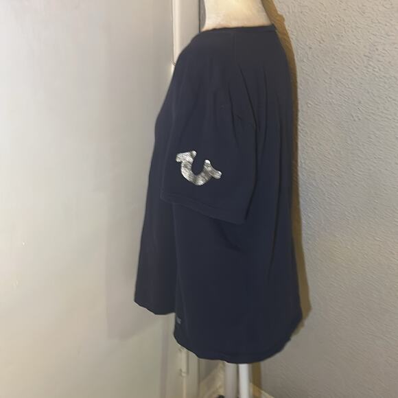 True Religion Blue Short Sleeve Crewneck Tee L Unisex Classic Preppy Nautical - Picture 4 of 8